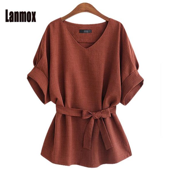 lanmox plus size blouses women linen office shirt fashion short sleeve v neck casual brief blouse summer shirts, White
lanmox plus size blouses women linen office shirt fashion short sleeve v neck casual brief blouse summer shirts, White
