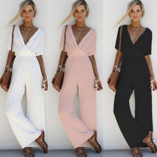 fashion women v neck loose playsuit party ladies bodysuits jumpsuits short sleeve long jumpsuit s-xl, Black;white
fashion women v neck loose playsuit party ladies bodysuits jumpsuits short sleeve long jumpsuit s-xl, Black;white