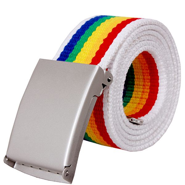 smooth buckle rainbow canvas belt woven casual belt adjustable waistband jeans fashion straps ceinture, Black;brown
smooth buckle rainbow canvas belt woven casual belt adjustable waistband jeans fashion straps ceinture, Black;brown