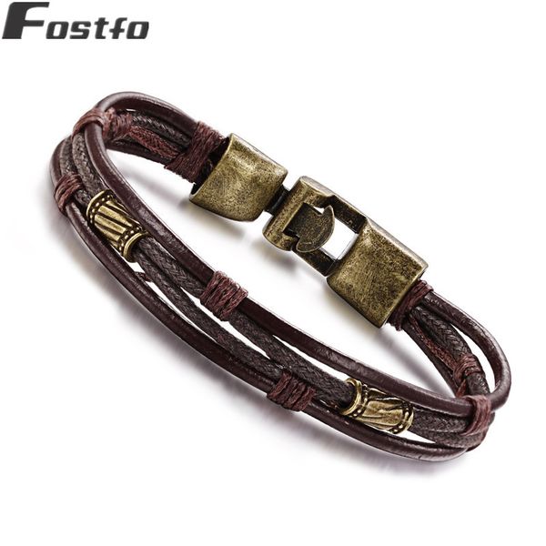 fostfo multilayer genuine leather bracelet for men women retro rope warp bracelet wristband male, Black
fostfo multilayer genuine leather bracelet for men women retro rope warp bracelet wristband male, Black