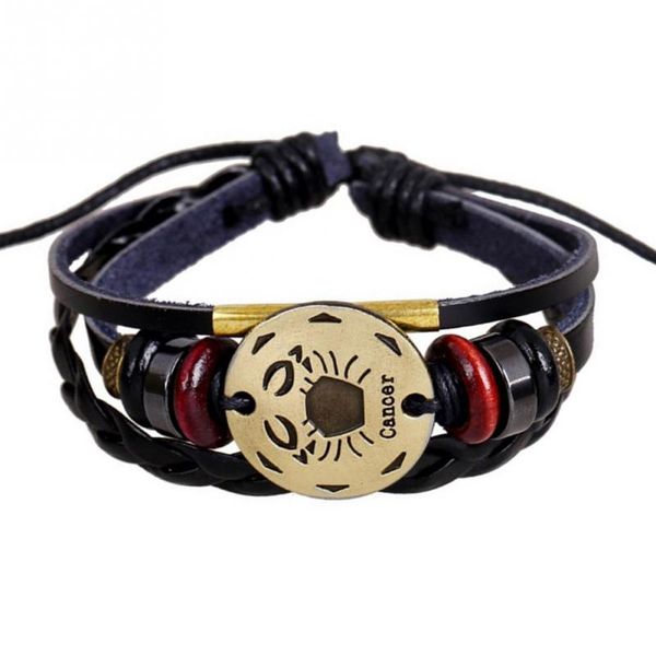 men's constellation bracelets fashionable bronze alloy faux cowhide bead bracelet cancer decoration handmade bracelet, Golden;silver
men's constellation bracelets fashionable bronze alloy faux cowhide bead bracelet cancer decoration handmade bracelet, Golden;silver