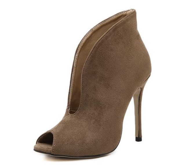spring/autumn suede high heels women v mouth fish head high high-heeled sandals ladies stiletto pumps ankle boots woman 11cm, Black
spring/autumn suede high heels women v mouth fish head high high-heeled sandals ladies stiletto pumps ankle boots woman 11cm, Black