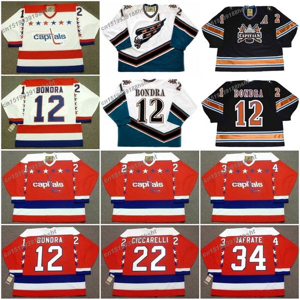 12 peter bondra 22 dino ciccarelli 34 al iafrate washington capitals 1992 ccm vintage hockey jersey, Black;red
12 peter bondra 22 dino ciccarelli 34 al iafrate washington capitals 1992 ccm vintage hockey jersey, Black;red