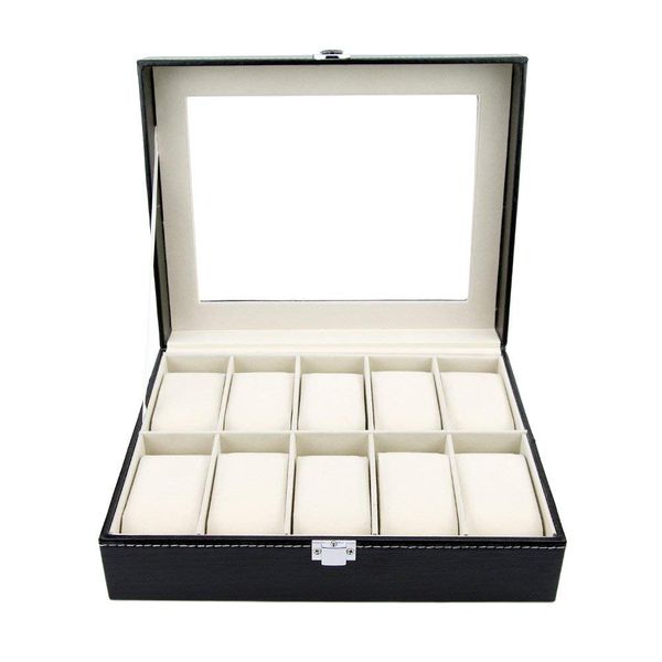 szanbana watch box display case organizer - 10 slot luxury set with glass pu leather velvet pillows metal lock, Black;blue
szanbana watch box display case organizer - 10 slot luxury set with glass pu leather velvet pillows metal lock, Black;blue
