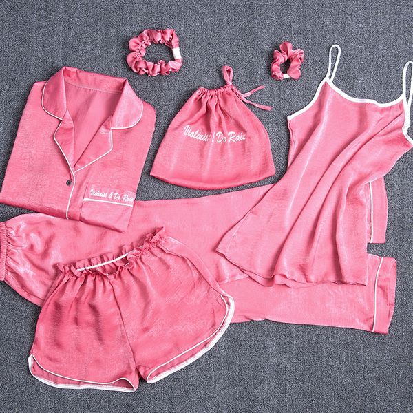 womens silk pyjamas set 7 pieces set pajamas women autumn winter silk sleepwear pijama casual comfortable womens home wear s1015, Red;black
womens silk pyjamas set 7 pieces set pajamas women autumn winter silk sleepwear pijama casual comfortable womens home wear s1015, Red;black