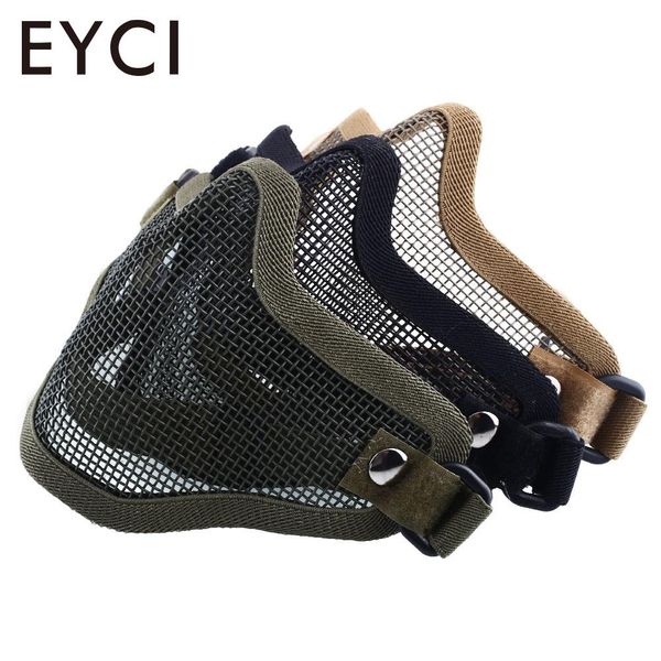 tactical hunting steel net paintball protective gear half face mask 3color, Black 
tactical hunting steel net paintball protective gear half face mask 3color, Black