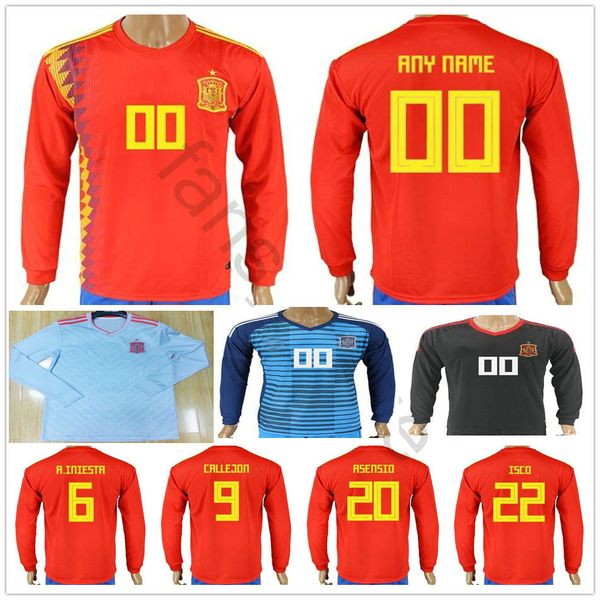 2018 world cup spain long sleeve soccer jerseys 6 a. iniesta 9 callejon 20 asensio isco sergio ramos pique red grey football shirt, Black;yellow
2018 world cup spain long sleeve soccer jerseys 6 a. iniesta 9 callejon 20 asensio isco sergio ramos pique red grey football shirt, Black;yellow