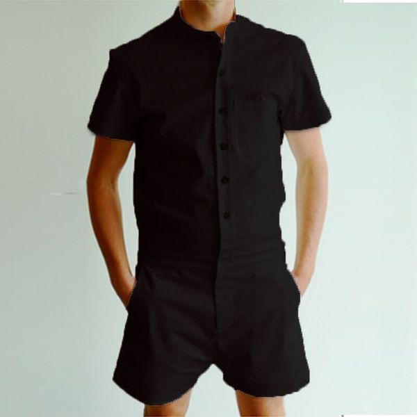 leqemao short sleeve rompers summer men's solid trousers male casual single breasted jumpsuit cargo overalls, Gray
leqemao short sleeve rompers summer men's solid trousers male casual single breasted jumpsuit cargo overalls, Gray