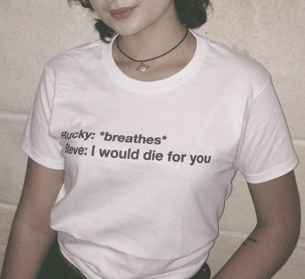 bucky breathes steve i would die for you funny t-shirt tumblr shirt women graphic tees short sleeve hipster t shirts, White
bucky breathes steve i would die for you funny t-shirt tumblr shirt women graphic tees short sleeve hipster t shirts, White