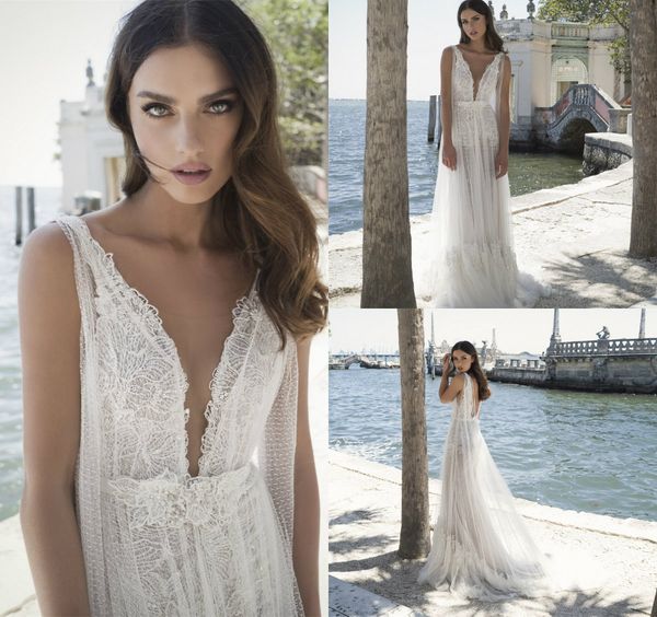 2019 new a line lace wedding dresses v neck appliques beads backless sweep train vestido de novia custom made beach bridal gowns, White
2019 new a line lace wedding dresses v neck appliques beads backless sweep train vestido de novia custom made beach bridal gowns, White