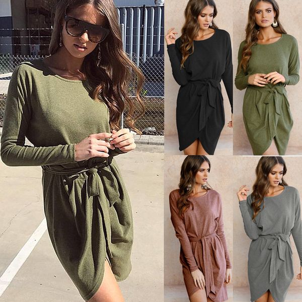 women dress irregular solid bandage long sleeve o neck vintage casual s- xl autumn europen american fashion clothes, Black;pink
women dress irregular solid bandage long sleeve o neck vintage casual s- xl autumn europen american fashion clothes, Black;pink