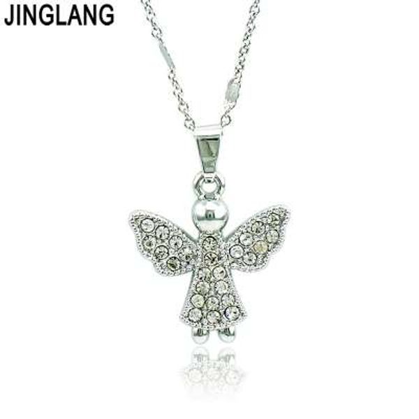jinglang 2018 brand new fashion white rhinestone angel charms pendant necklace for women statement jewelry valentine's gifts, Silver
jinglang 2018 brand new fashion white rhinestone angel charms pendant necklace for women statement jewelry valentine's gifts, Silver