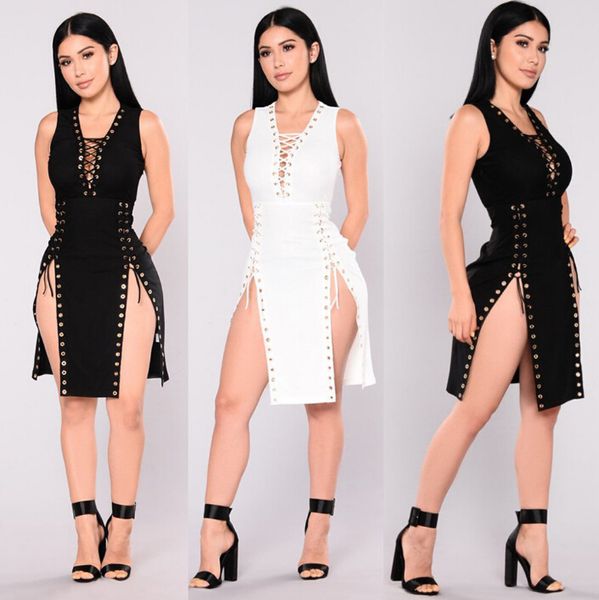 women bandage dresses spring autumn summer ties design split up dress v-neck dress clothing, Black;gray
women bandage dresses spring autumn summer ties design split up dress v-neck dress clothing, Black;gray
