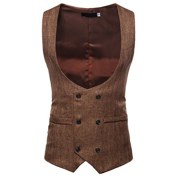 vintage double breasted tweed suit vest men 2018 british style sleeveless waistcoat formal business wedding suit vests for men, Black;white
vintage double breasted tweed suit vest men 2018 british style sleeveless waistcoat formal business wedding suit vests for men, Black;white