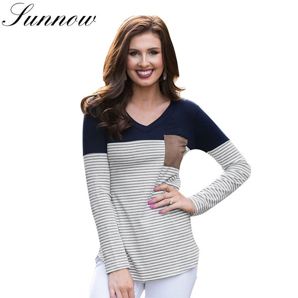 sunnow long sleeve women t shirt autumn casual femininas pockets women tee shirts v neck striped cotton ladies fashion top, White
sunnow long sleeve women t shirt autumn casual femininas pockets women tee shirts v neck striped cotton ladies fashion top, White