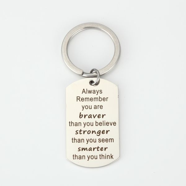 latest styles inspirational card stainless steel key chain jewelry always rememder you are braver than you car keychain, Silver
latest styles inspirational card stainless steel key chain jewelry always rememder you are braver than you car keychain, Silver