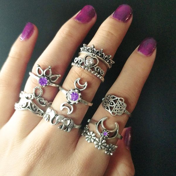 ethnic moon lotus flower daisy elephant crown palm heart hollow knuckle rings set retro rings for women jewelry dhl d568lr, Silver
ethnic moon lotus flower daisy elephant crown palm heart hollow knuckle rings set retro rings for women jewelry dhl d568lr, Silver