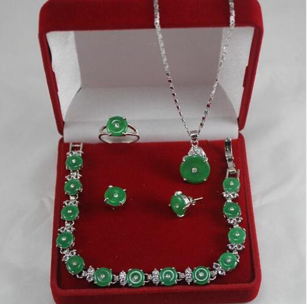 new design wonderful green fine stone bracelet earrings ring & pendant 4pc set with box, Black
new design wonderful green fine stone bracelet earrings ring & pendant 4pc set with box, Black