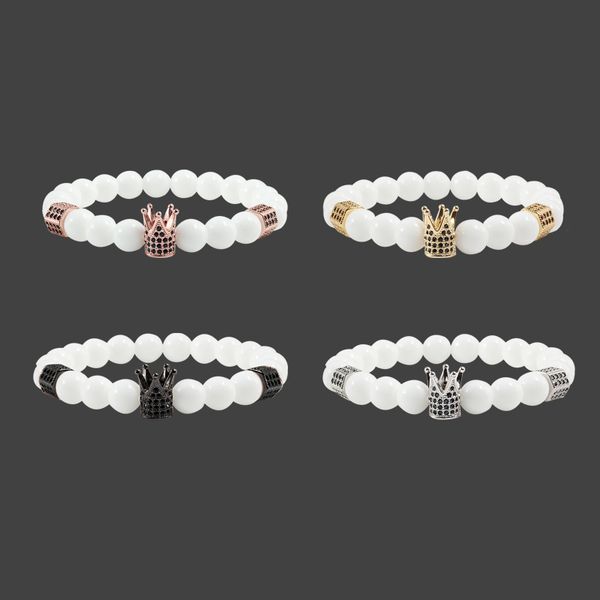 8mm men bracelet chain one piece white bracelets for women natural stone white porcelain bangles gold silver crown andccessories, Black
8mm men bracelet chain one piece white bracelets for women natural stone white porcelain bangles gold silver crown andccessories, Black