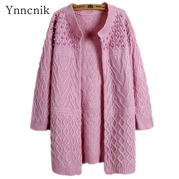 

ynncnik 2018 new deep v-neck beading sweaters women fashion candy colors knitted cardigans solid coat streetwear s1269, White;black