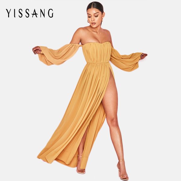 yissang 2018 high split maxi dress chiffon solid evening party clubwear dresses summer autumn women yellow dress, White;black
yissang 2018 high split maxi dress chiffon solid evening party clubwear dresses summer autumn women yellow dress, White;black
