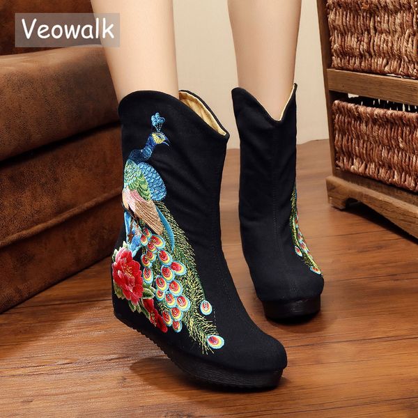 veowalk handmade vintage old beijing cotton embroidered casual mid boots women wedges platform canvas pump heels shoes mujer, Black
veowalk handmade vintage old beijing cotton embroidered casual mid boots women wedges platform canvas pump heels shoes mujer, Black