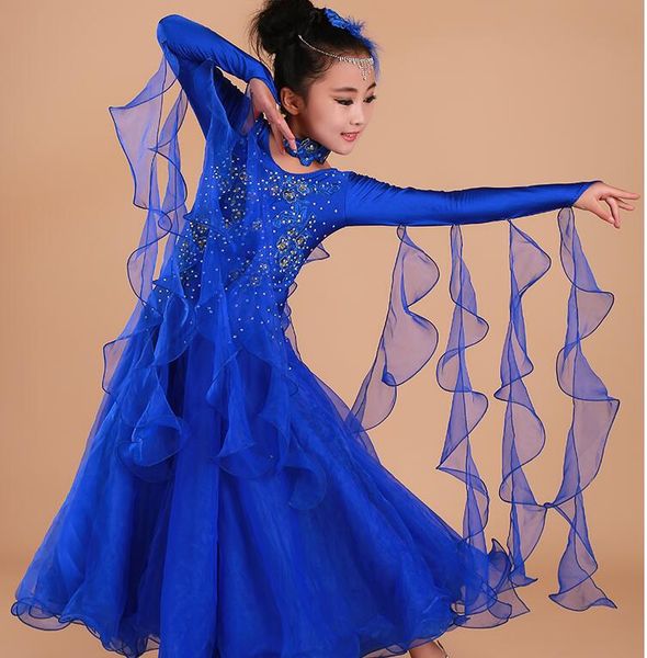children modern dance costume baby dancing dress waltz long sleeves national standard dance dress, Black;red
children modern dance costume baby dancing dress waltz long sleeves national standard dance dress, Black;red