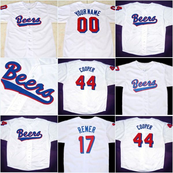 doug remer 17 joe coop cooper 44 baseketball beers movie jersey button down white all stitched stitch sewn jersey, Blue;black
doug remer 17 joe coop cooper 44 baseketball beers movie jersey button down white all stitched stitch sewn jersey, Blue;black