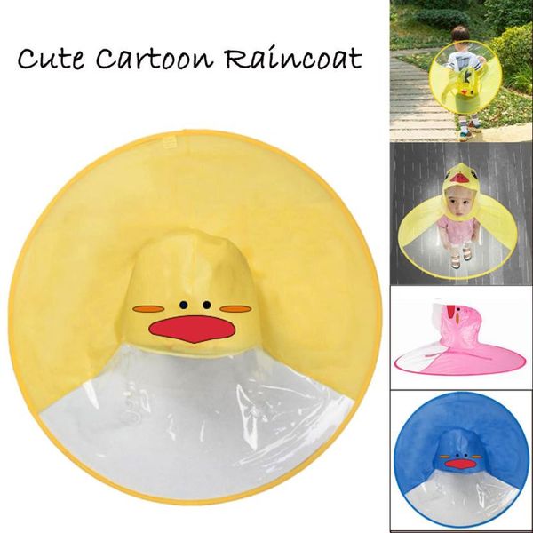 

ufo raincoat children's cloak rain cover umbrella poncho hands rainwear waterproof funny yellow duck children's rain coat, Red;brown