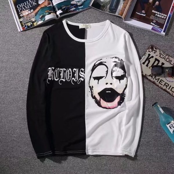 2018 new autumn trend color matching long-sleeved t-shirt male original street fashion hip-hop men's printing long sleeves, White;black
2018 new autumn trend color matching long-sleeved t-shirt male original street fashion hip-hop men's printing long sleeves, White;black
