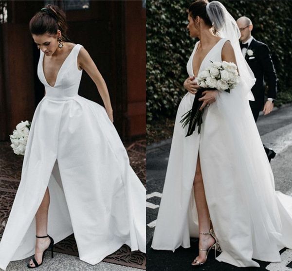 elegant satin evening dresses white ivory deep v neck sleeveless backless split formal evening dresses prom dresses, Black;red
elegant satin evening dresses white ivory deep v neck sleeveless backless split formal evening dresses prom dresses, Black;red