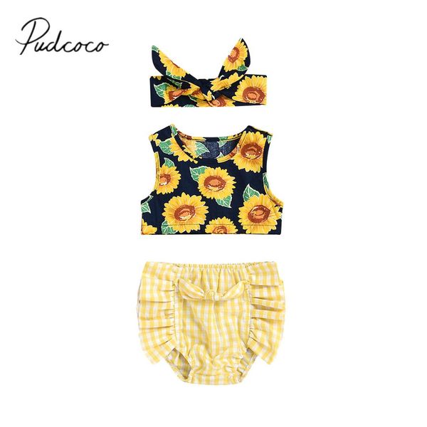 2018 brand new toddler infant baby girl sunflower vest plaid shorts briefs headband 3pcs set outfit summer sunsuit, White
2018 brand new toddler infant baby girl sunflower vest plaid shorts briefs headband 3pcs set outfit summer sunsuit, White