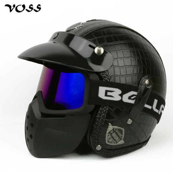 voss faux leather for harley helmets 3/4 motorcycle chopper bike helmet open face vintage moto helmet with goggle mask, v-085b
voss faux leather for harley helmets 3/4 motorcycle chopper bike helmet open face vintage moto helmet with goggle mask, v-085b