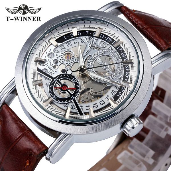 2018 winner men dress auto mechanical watch brown leather strap date display sub-dial skeleton dial fashion design wristwatch, Slivery;brown
2018 winner men dress auto mechanical watch brown leather strap date display sub-dial skeleton dial fashion design wristwatch, Slivery;brown