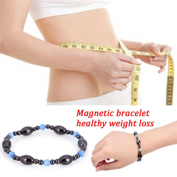 16cm cool magnetic bracelet beads hematite stone therapy health care magnet hematite beads bracelet men's woman's jewelry, Black