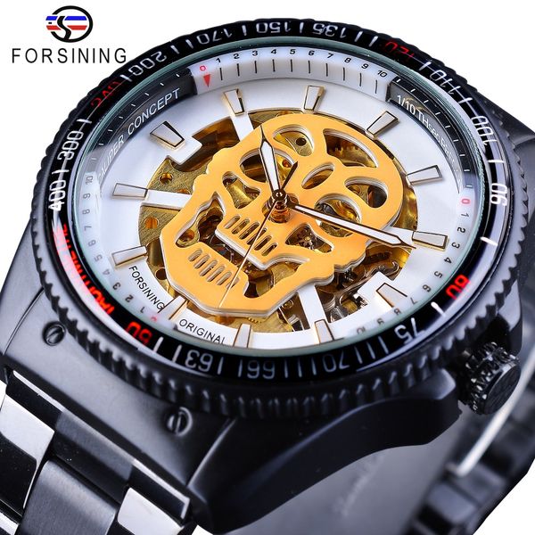 forsining 2018 fashion skull design white golden display luminous mens mechanical wrist watches black strap, Slivery;brown
forsining 2018 fashion skull design white golden display luminous mens mechanical wrist watches black strap, Slivery;brown