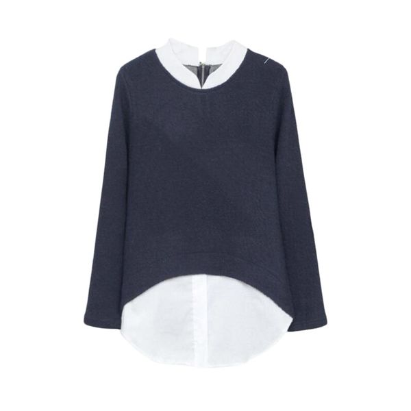 women fake two piece sweater shirts casual long sleeve pullovers shirts plus size, White
women fake two piece sweater shirts casual long sleeve pullovers shirts plus size, White