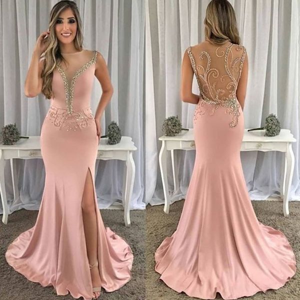 new design long prom dresses 2019 o-neck sleeveless floor length vestido de festa split beading sweep train evening dresses, Black
new design long prom dresses 2019 o-neck sleeveless floor length vestido de festa split beading sweep train evening dresses, Black