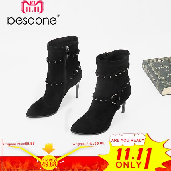 bescone 2018 new warm mid-calf boots kid suede pointed toe thin heel zipper shoes fashion string bead boots l4, Black
bescone 2018 new warm mid-calf boots kid suede pointed toe thin heel zipper shoes fashion string bead boots l4, Black