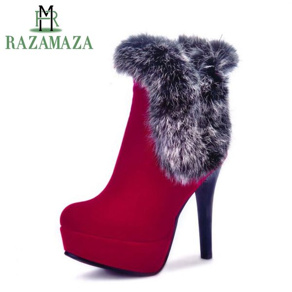 razamaza size 33-40 women half short fur boots platform high heel boots women warm winter shoes botas for woman footwears, Black
razamaza size 33-40 women half short fur boots platform high heel boots women warm winter shoes botas for woman footwears, Black