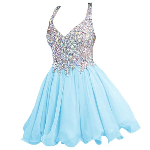 deep v-neck diamond fashion party prom short dresses chiffon lace champagne strap halter cocktail dresses small dresses, Black
deep v-neck diamond fashion party prom short dresses chiffon lace champagne strap halter cocktail dresses small dresses, Black