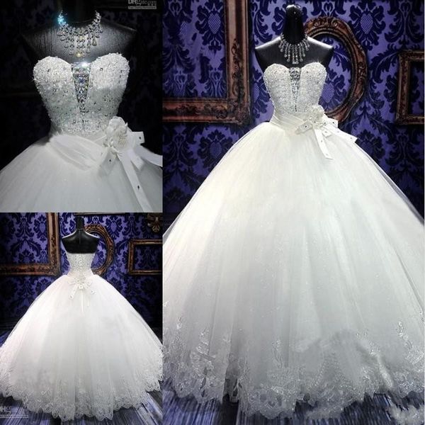 2019 luxurious ball gown wedding dresses bridal gowns lace bling beaded crystal sweetheart neck lace up puffy quinceanera tulle dress, White
2019 luxurious ball gown wedding dresses bridal gowns lace bling beaded crystal sweetheart neck lace up puffy quinceanera tulle dress, White
