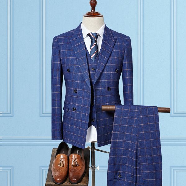 double breasted suit for men 2017 stylish 3 piece suit plaid slim fit prom blue korean business suits pattern (coat+pant +vest, White;black
double breasted suit for men 2017 stylish 3 piece suit plaid slim fit prom blue korean business suits pattern (coat+pant +vest, White;black