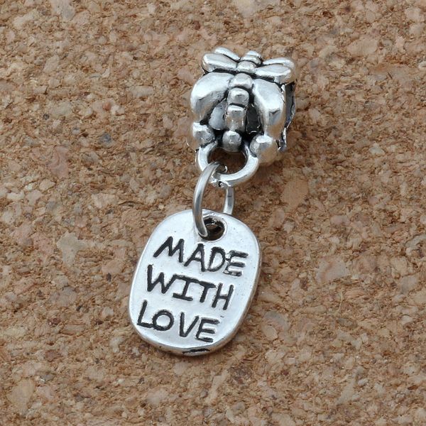 mic .200pcs/lot antiqued silver alloy single-sided "made with love" tag charms big hole bead fit european charm bracelet jewelry 8, Bronze;silver
mic .200pcs/lot antiqued silver alloy single-sided "made with love" tag charms big hole bead fit european charm bracelet jewelry 8, Bronze;silver