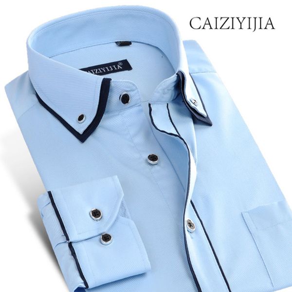 caiziyijia long sleeve mens shirt 2018 new arrival double layer dress shirt solid fashion camisa masculina slim fit, White;black
caiziyijia long sleeve mens shirt 2018 new arrival double layer dress shirt solid fashion camisa masculina slim fit, White;black