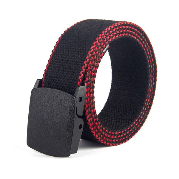 new metal-buckle belt striped canvas belt woven casual fashion cotton, Black;brown