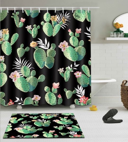 3d waterproof polyester fabric bath curtain printed cactus shower curtains floor mats sets for bathroom
3d waterproof polyester fabric bath curtain printed cactus shower curtains floor mats sets for bathroom