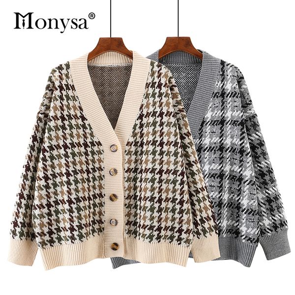 plaid woman cardigan sweater 2018 autumn winter v neck long sleeve casual coats female houndstooth oversized knitted cardigan, White;black
plaid woman cardigan sweater 2018 autumn winter v neck long sleeve casual coats female houndstooth oversized knitted cardigan, White;black