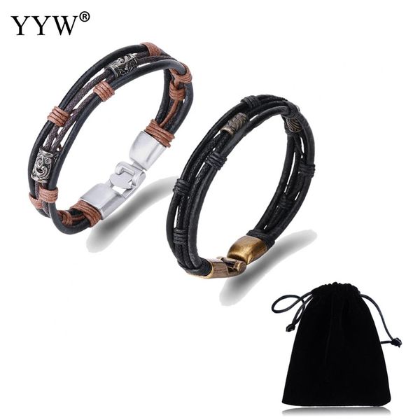 hip hop punk male jewelry multi rows wrap bracelet with velvet gifts bags cowhide leather cord wristband bracelet bangles, Golden;silver
hip hop punk male jewelry multi rows wrap bracelet with velvet gifts bags cowhide leather cord wristband bracelet bangles, Golden;silver