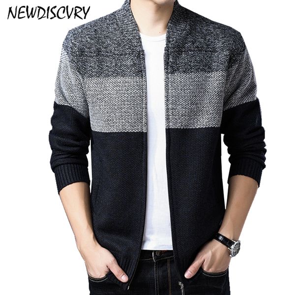 newdiscvry men stitching color sweater 2018 fashion winter thick warm cardigan coat with cotton liner zipper cashmere coats, White;black 
newdiscvry men stitching color sweater 2018 fashion winter thick warm cardigan coat with cotton liner zipper cashmere coats, White;black